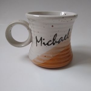 Clay In Mind VINTAGE 80s "Michael" Hand-thrown Handmade Pottery Mug Earth Tones